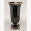 Picture of Black Vase Glass Cylinder Gold Metal Rim & Base Floral Centerpiece  | 7"Dx12.75"H |  Item No. 69132