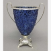 Picture of Cobalt Blue Vase Mosaic Glass Cone Silver Plated Base With Handles  | 7"Dx10"H |  Item No. 70134