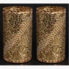 Picture of Gold Vase Mosaic Glass with Pearl Beads Set /2 | 4.5"Dx8"H | Item No. 24403