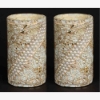 Picture of Sea-Green Vase Glass Chips in Mosaic Pattern with Pearl Beads Set/2 | 3.5"Dx6.25"H | Item No. 24424