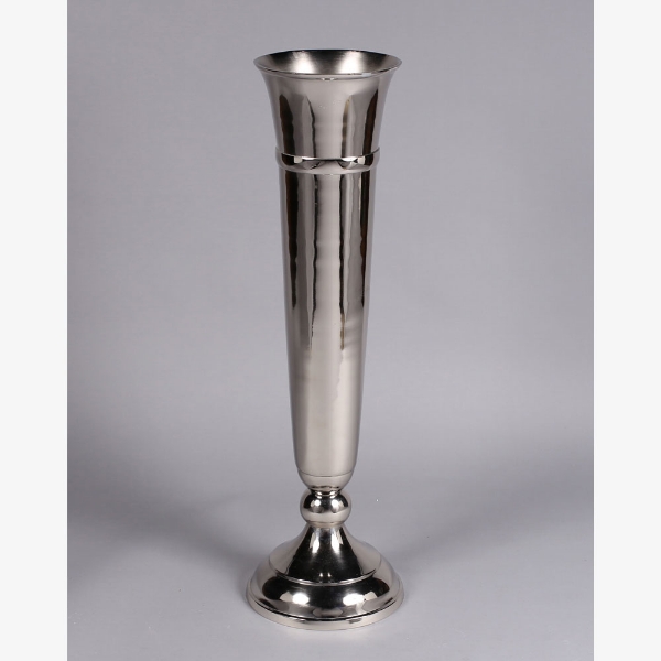 Picture of Nickel Plated Aluminum Trumpet Vase Floral Centerpiece | 9"Dx35.5"H |  Item No. 22231X  SOLD AS IS
