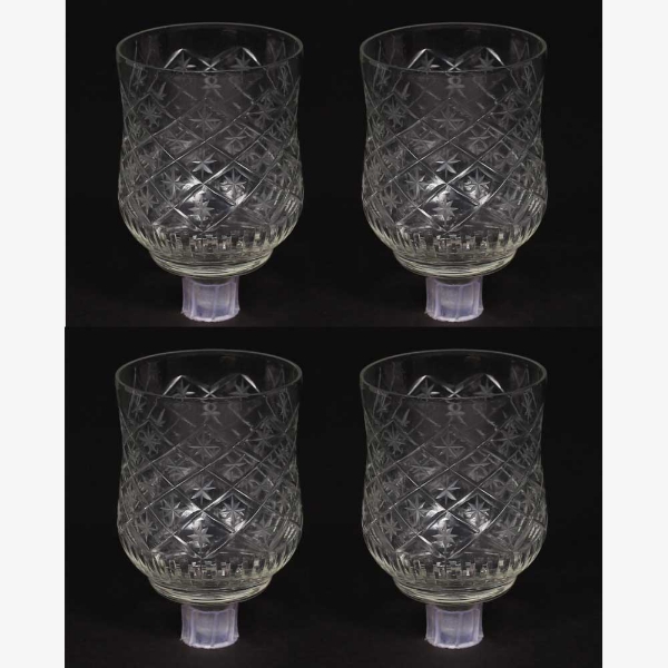 Picture of Glass Peg Votive Candle Holder Crosshatch &Star Cut Etching Set of 4 |2.75"Dx4"H|  Item No.20132