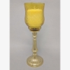 Picture of Amber Glass Peg Votive Holder with Crosshatch and  Star Etching  Set of 2  |3.75"Dx5"H| Item No. 20133