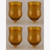 Picture of Glass Peg Votive Holder Amber Crosshatch and Star Etching Set of 4 |2.75"Dx4"H|  # Item No.20134