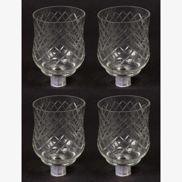 Picture of SOLD Glass Peg Votive Candle Holder with Crosshatch Etching Set/4 | 2.75"Dx4"H | Item No.20143