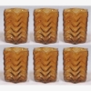 Picture of Set/6 Votive Candle Holder Amber Glass Hexagon   |3"Dx3"H|  Item No.16073