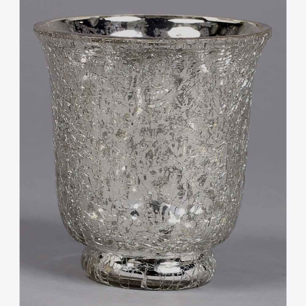 Picture of Set/4 Votive Candle Holder Silver Crackle Glass  | 3"Dx3.5"H |  Item No. 16171