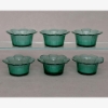 Picture of Set/6 Votive Candle Holder Green Glass Daisy   |4"Dx1.75"H|  Item No. 28404