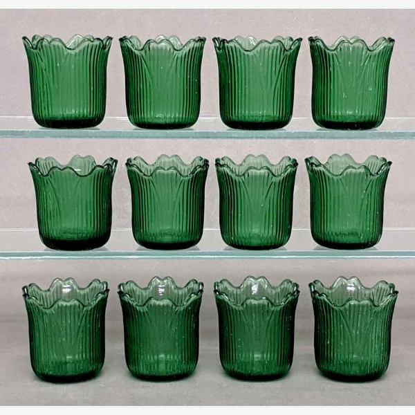 Picture of Votive Candle Holder Green Glass Tulip Set of 12  |2.25"Dx2.25"H|  Item No. 28804