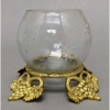 Picture of SOLD Brass Four Leaf Stand with Clear Glass Sphere Votive Holder  Set of 2  |5"D x 5.50"H|   Item No.09044