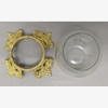 Picture of SOLD Brass Four Leaf Stand with Clear Glass Sphere Votive Holder  Set of 2  |5"D x 5.50"H|   Item No.09044