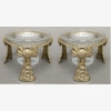 Picture of Brass Bow 3 -Leg Stand with Clear Tempered  Glass Votive Holder  Set of 2  |5.00"D x 4.00"H|  Item No.20148