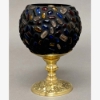 Picture of Votive Candle Holder Brass Stand w/ Multi Color Mosaic Sphere | 5.00"D x 7.50"H | Item No.90351