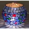 Picture of Votive Candle Holder Blue Mosaic Ball on Brass Base  |5"Dx7.5"H|  Item No.90352
