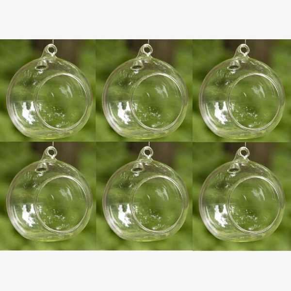Picture of Hanging Votive Holder Clear Glass Orb  Set on 6  |4"Diameter|  Item No.20016