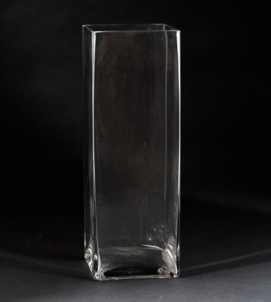 Picture of Clear Glass  Vase Cylinder Square Centerpiece | 6"Sqx17"H |  Item No. 18052