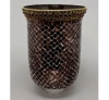 Picture of Brown Mosaic Glass Hurricane Shade Bead Border for Candle Holders Set/2 | 6"Dx10"H |  Item No. 20156