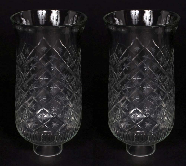 Picture of Imperfect Clear Glass Hurricane Shade Mesh Cut for Candelabras Set/2 | 4"Dx8"H |  Item No. 20185X