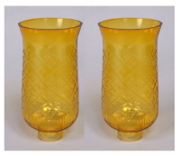 Glass Hurricane Shades Clear Etched for Candle Holders 6"Dia x 10.4"Tall Pair 