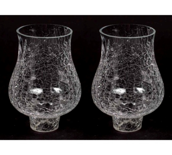 Picture of Crackle Glass Hurricane Shade for Candle Holders or Candelabras Set/2  | 3.25"Dx6"H |  Item No. 99547G