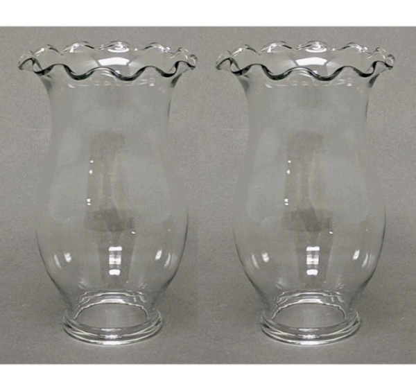 Picture of Clear Glass Hurricane Shade Wavy Rim for Oil Lamps Set/2  | 3.63"Dx6"H |  Item No. K10201
