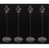 Picture of Nickel Plated on Brass Card Holder Fleur-de-lis on Round Filigree Base Set/4 | 3.5"Dx12"H |  Item No. 79603