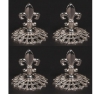 Picture of Nickel Plated on Brass Card Holder Fleur-de-lis on Round Filigree Base  Set/4  | 3.5"Dx3.25"H |  Item No. 79616