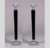 Picture of Crystal Candle Holders Contemporary Square with Black Stem Set/2  | 4.5"Base x 21"High |  Item No. 20252