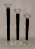 Picture of Crystal Candle Holders Contemporary Square with Black Stem Set/2  | 4.5"Base x 18"High |  Item No. 20253