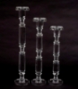 Picture of Crystal Candle Holder- Faceted Cylinder Stem Graduated  Set/3 | 5.5"D,  22"-25"-28"High |  Item No. 20226
