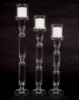 Picture of Crystal Candle Holder- Faceted Cylinder Stem Graduated  Set/3 | 5.5"D,  22"-25"-28"High |  Item No. 20226
