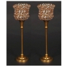 Picture of Antique Gold Crystal Bead Votive Candle Holders  Set/2 | 4"D x 14.5"H |  Item No. 16151