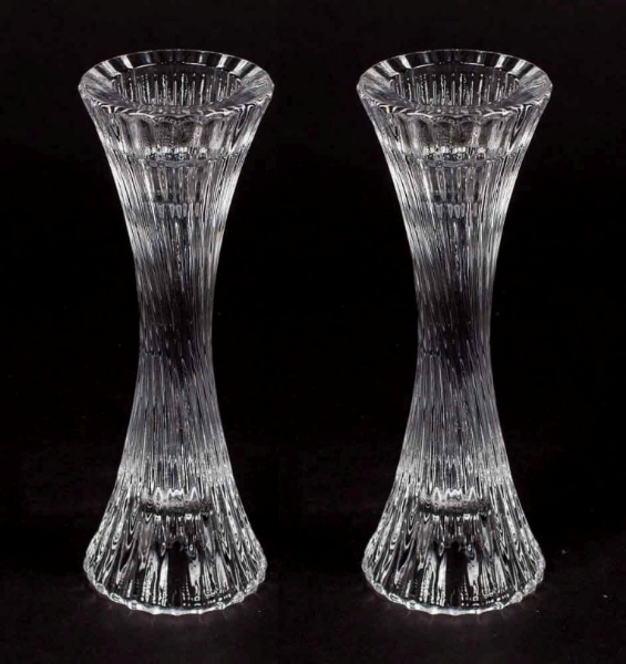 Picture of Clear Glass Candle Holder with lines Set/2  | 2.75"Dx7.85"H |  Item No. 10011
