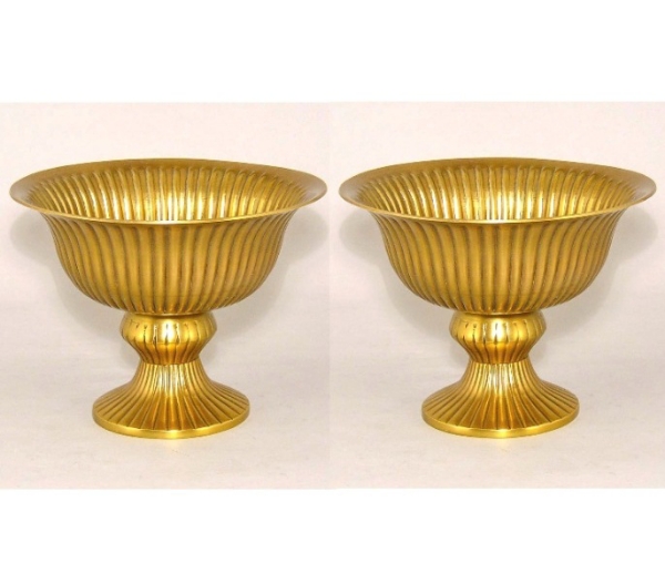 Picture of Antique Gold Compote Bowl Revere with Vertical Lines | Set/2 | 8"D x 6"H | Item No. 51362 FREE SHIPPING