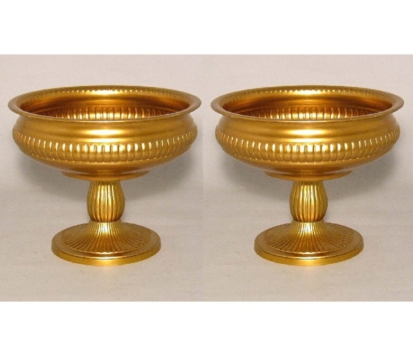 Picture of Antique Gold Compote Bowl with Ribbed Design Set/2 | 8"D x 6"H | Item No. 51482