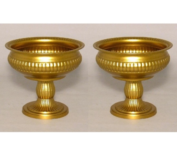 Picture of Antique Gold Compote Bowl with Ribbed Design | Set/2 | 6"D x 5.5"H | Item No. 51483
