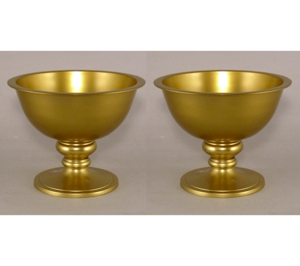 Picture of Antique Gold Pedestal Compote Bowl with Smooth Surface & Lip | Set /2 | 8"Dx6.25"H | Item No. 51412X | SOLD AS IS