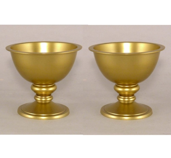 Picture of Antique Gold Compote Bowl Smooth Surface & Lip  Set/2 | 6"D x 5.25"H | Item No. 51413