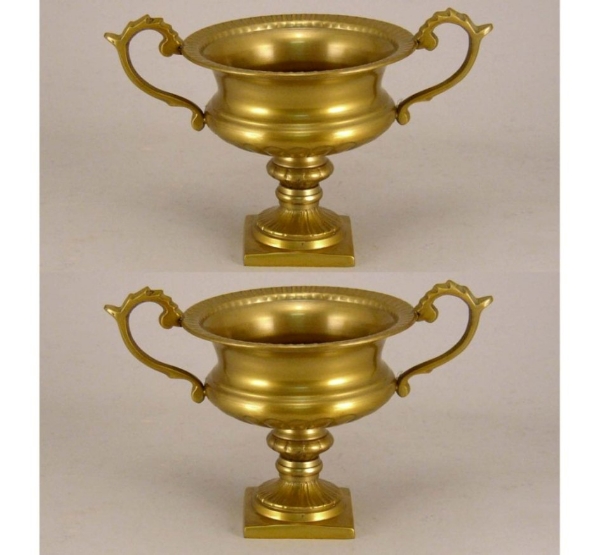 Picture of Antique Gold Compote Bowl Handles  Square Base Set/2 | 6"D x 5"H | Item No. 51474 FREE SHIPPING