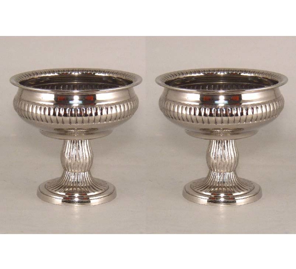Picture of Nickel Plated Pedestal Compote Bowl  Set/2 | 6"D x 5.5"H | Item No. 51383