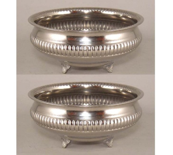 Picture of Nickel Plated Compote Bowl Ribbed Set/2 | 8"D x 3.75"H | Item No. 51385