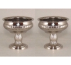 Picture of Compote Bowl Vase Nickel Plated Aluminum Pedestal Ribbed  Set/2 | 6.00"D x 5.50"H |  Item No. 51383X   SOLD AS IS