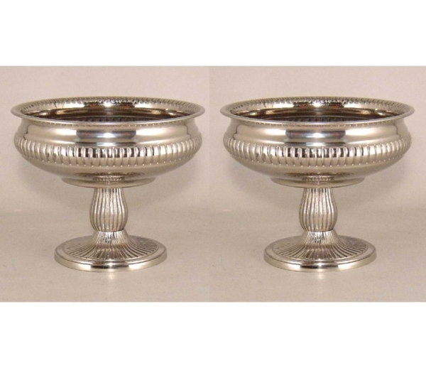 Picture of Nickel Plated Compote Bowl Ribbed | Set/2 | 8"D x 6"H | Item No. 51382X | SOLD AS IS  FREE SHIPPING