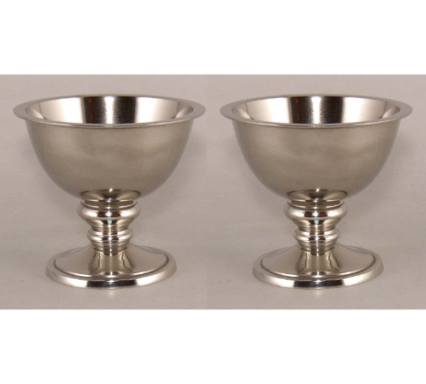 Picture of Nickel Plated Compote Bowl  Set/2 | 8"D x 6.25"H | Item No. 51312X | SOLD AS IS  FREE SHIPPING