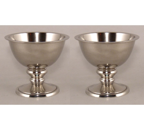 Picture of Nickel Plated Compote Bowl  Set/2 | 8"D x 6.25"H | Item No. 51312X | SOLD AS IS