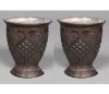 Picture of Bronze Patina Finish on Brass Vase Oval with Poured Glass  Set/2  | 4"Deepx6.5"Widex8"High |  Item No. 76065