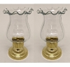 Picture of Brass Candle Holder  with Wavy Top Clear Glass Shade Set/2 | 4.5"Dx8"H |  Item No. 99537