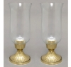 Picture of Brass Candle Holder  with  Clear Glass Shade Set/2  | 5"Dx10.5"H |  Item No. 99546A