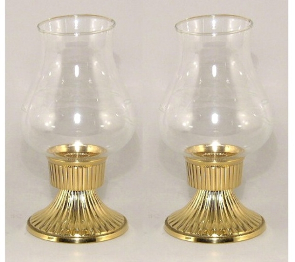 Brass Candle Holder With Glass Shade, Brass Candle Lamp Shade Holder
