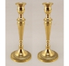 Picture of Brass Candle Holder Round Embossed Base  Set/2 | 3.75"Dx8"H |  Item No. 99559